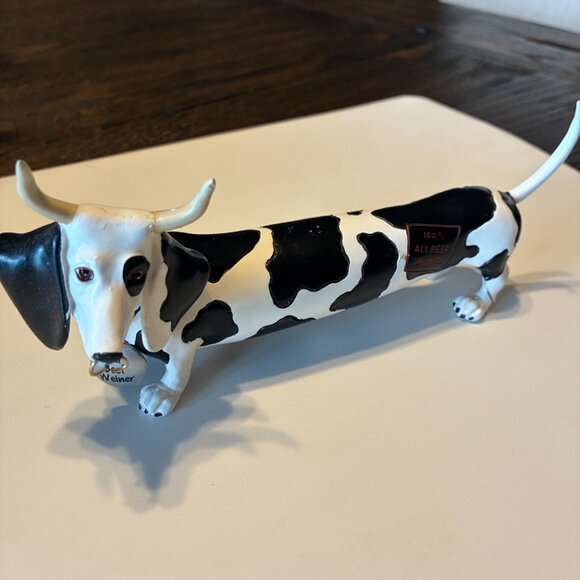 WEINER DOG/COW FIGURINE – Whimsical and Comical, Black & White - Picture 7 of 13